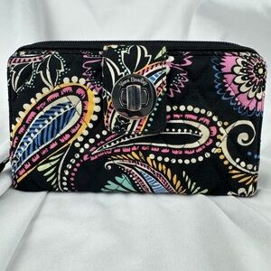 Vera Bradley Turn Lock Zip Around Wallet with multi color Paisly’s